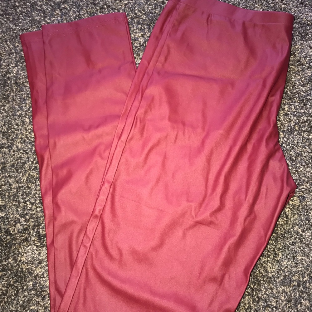 Red pleather pants